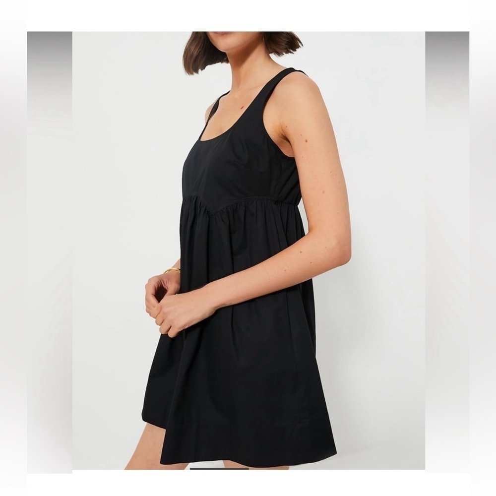 Pomander Place Porto Dress M NWT Black Sleeveless Mini Cotton Babydoll Style - Picture 2 of 12